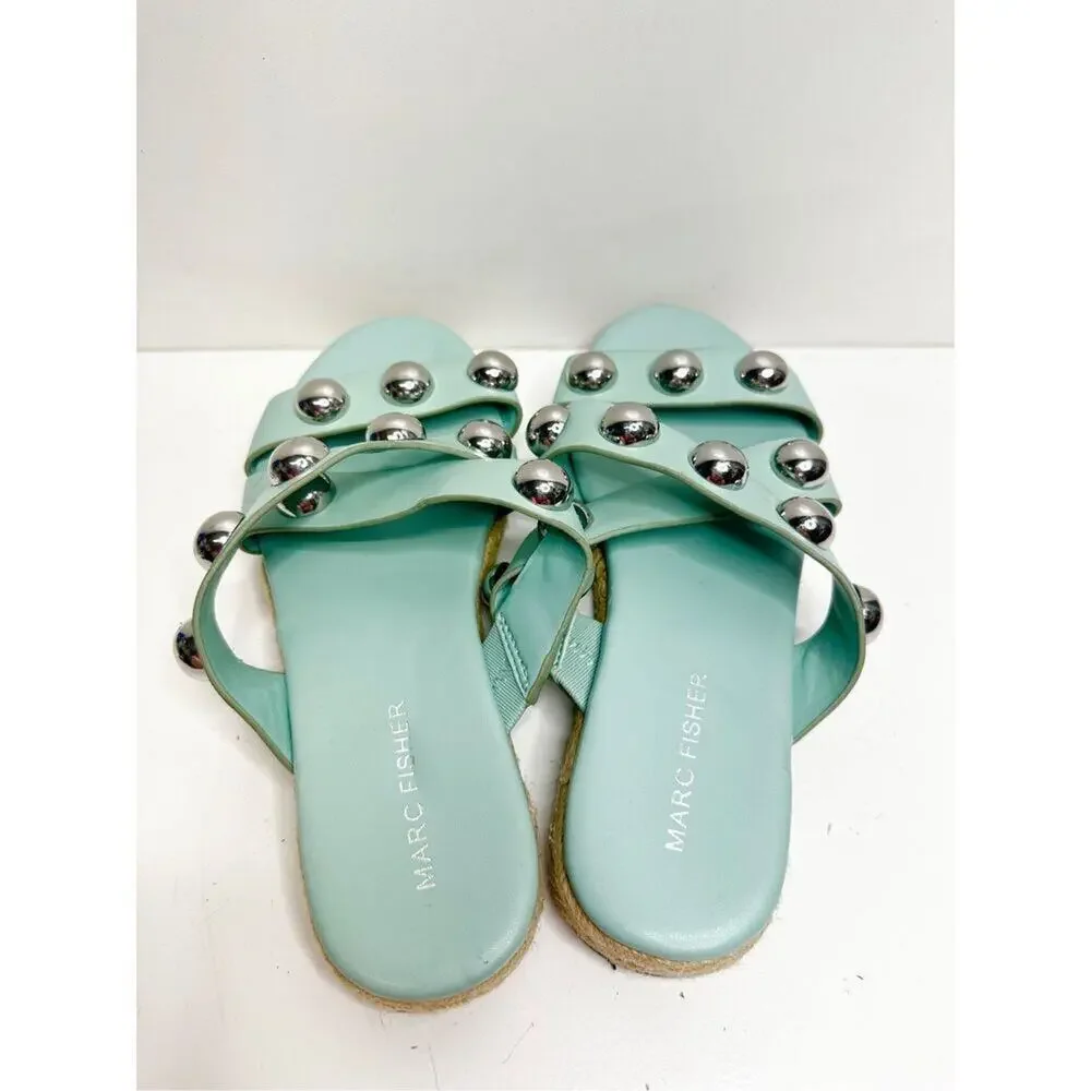 Marc Fisher Sandals Womens Size 6 Green Prisca Crisscross Espadrille‎ Slides
